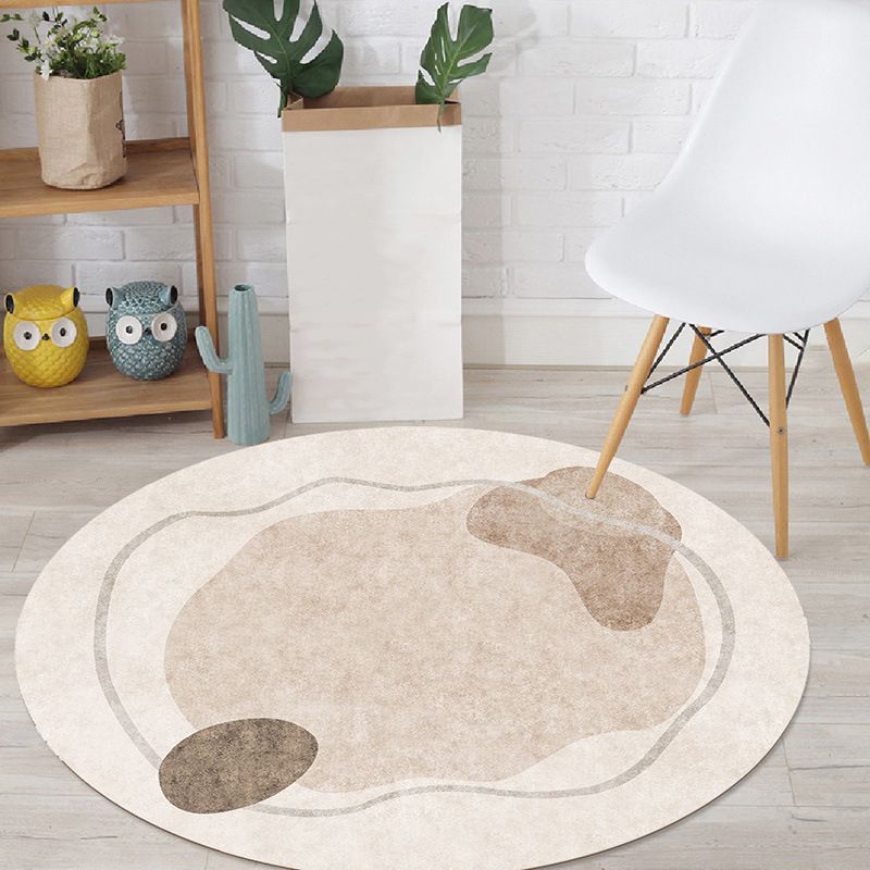 Lichtbruin gekleurd stuk tapijt Polyester Modern vloerkleed Wasbaar tapijt voor woondecoratie