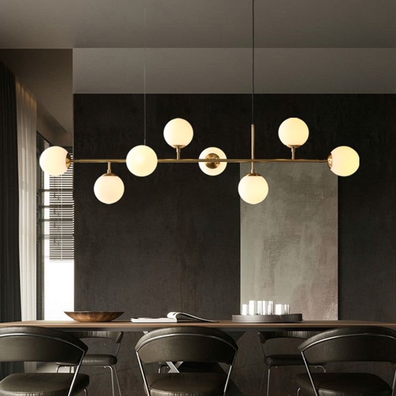 Modern Copper Island Lights Multi-Head Restaurant Hanging Pendant Lamps with Glass Shade