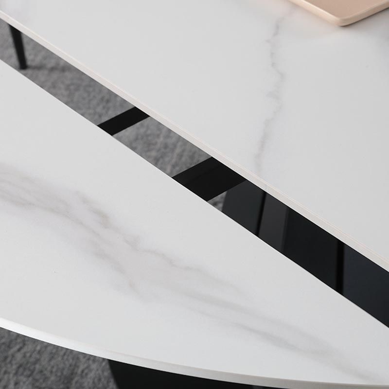 Stone Modern Round Table Standard Height Dining Room Table with Pedestal Base