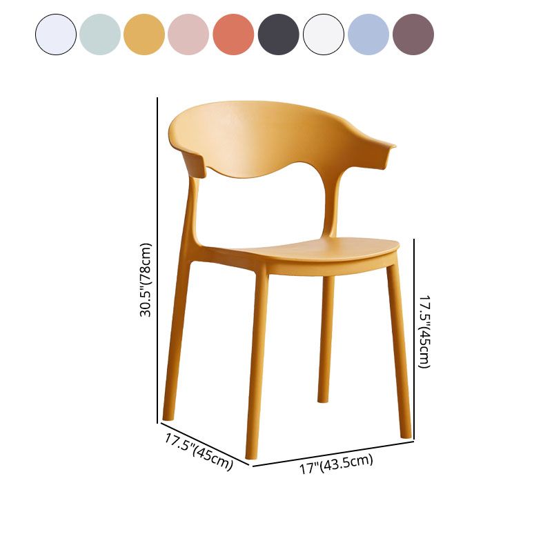 Silla apilable de cocina contemporánea, silla lateral sin brazos con patas de plástico