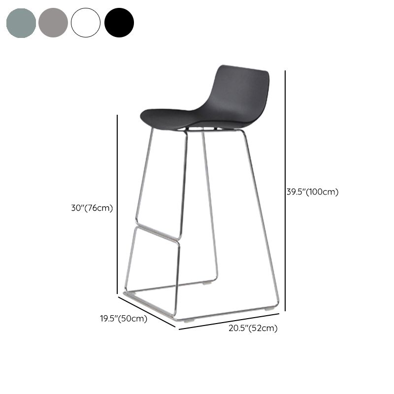 Contemporary Armless Plastic Low Back Bar Stools with Metal Base