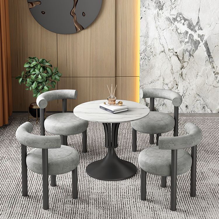 Round Luxury Style Dining Table Fixed Table with Sintered Stone