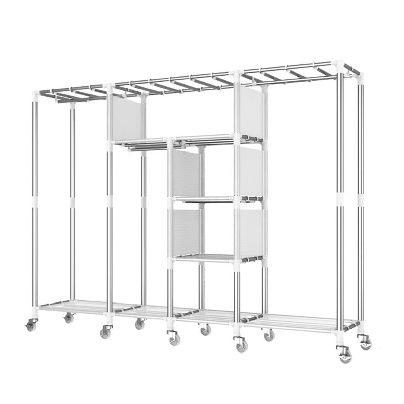 Steel Wardrobe Closet with Garment Rod Modern Wardrobe Armoire