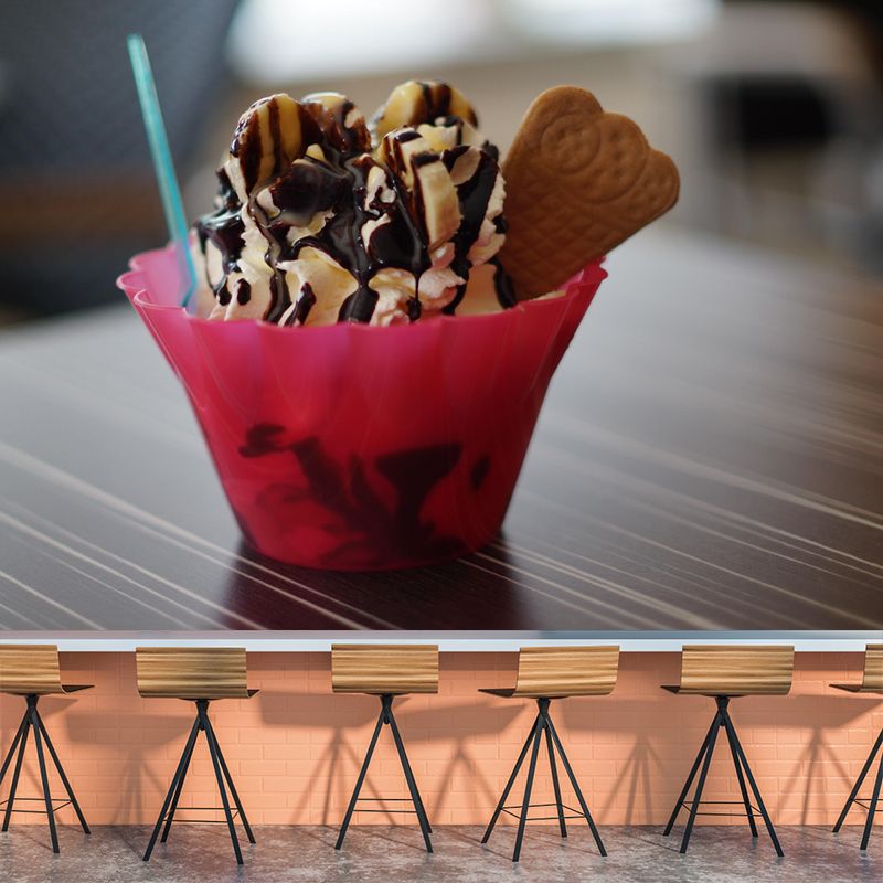 Dessert Shop Wall Mural with Ice Cream Painting Eco-friendly for Decoration