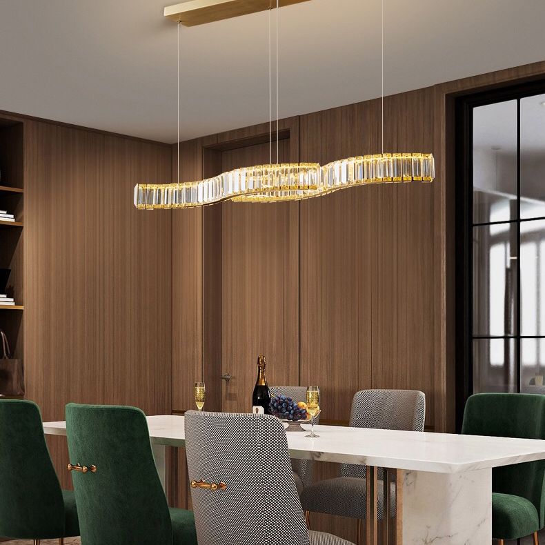 Linear Large Kitchen Pendant Lights Crystal Modern Simplicity Island Light for Living Room