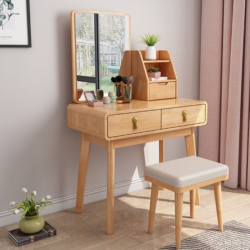 Modern Solid Wood Vanity Makeup Table Vanity Stool with Mirror