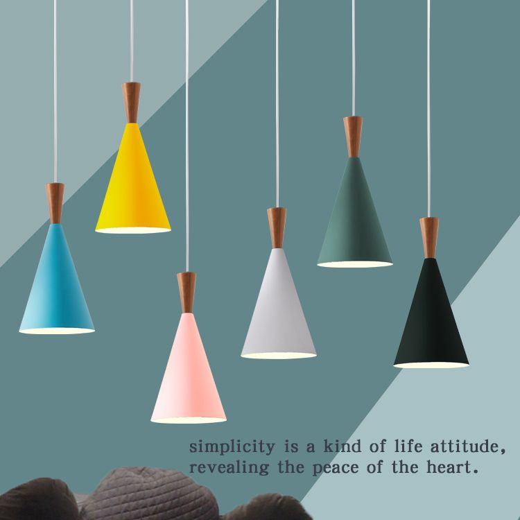 1 Light Metal Pendant Lighting Fixtures Modern Tapered Dining Room Hanging Pendant Lights