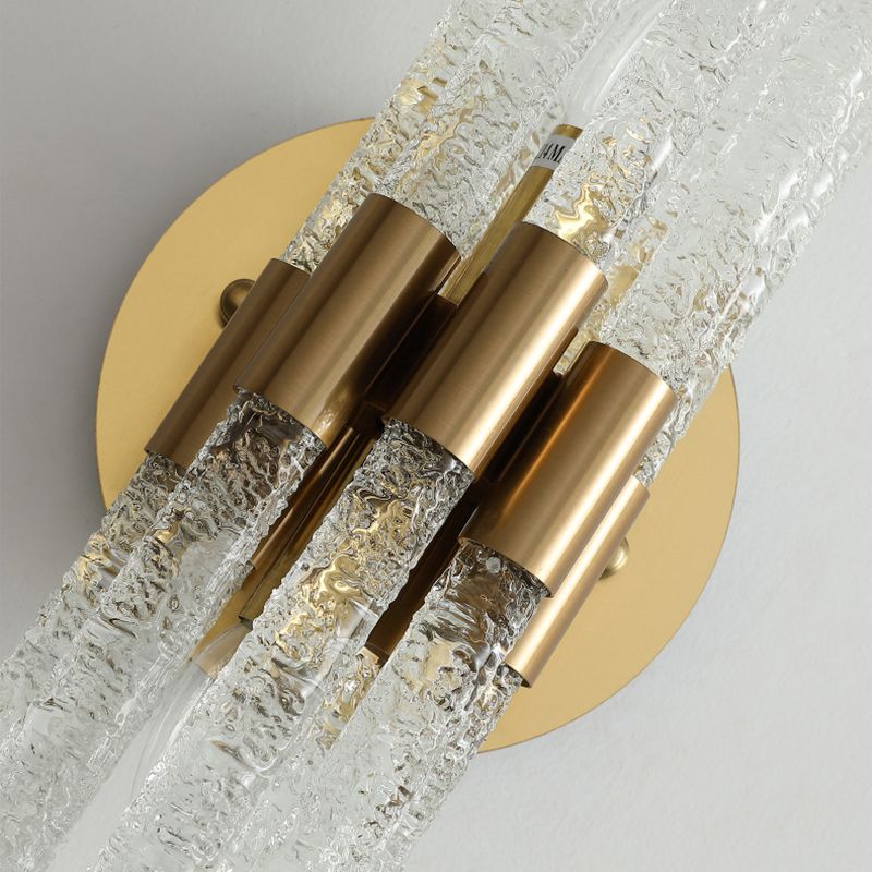 Unique Shade Multi Lights Wall Sconce Modern Style Crystal Wall Mount Light Fixture in Brass