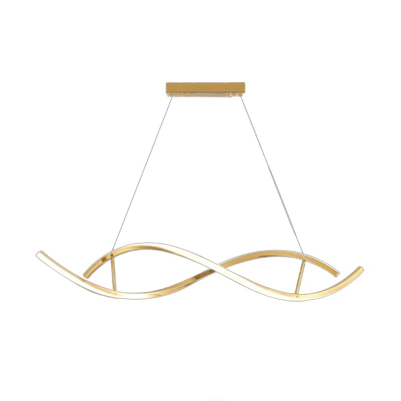 2 Lights Geometric Chandelier Light Contemporary Metal Pendant Lighting in Gold