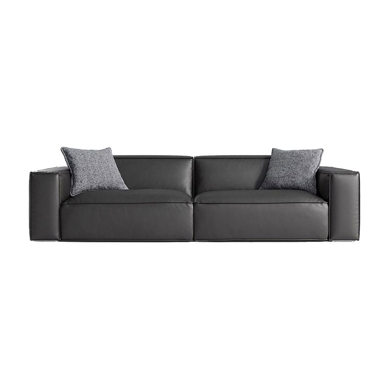 Modern Square Arm Sectionals Sofa, Genuine Leather Sectional Couch
