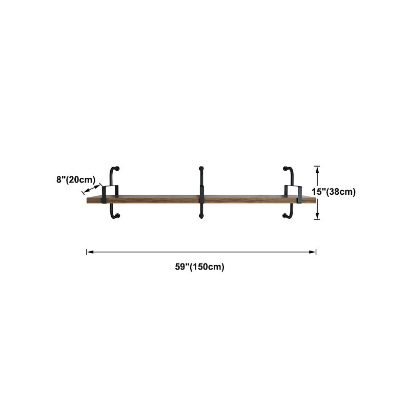 7.87" Wide Solid Wood Floating Shelf Industrial Wall Mounted Bookshelf