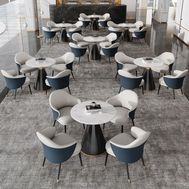 Contemporary 1/4/5 Pieces Dining Set Round Dining Room Table Set with Leather Chairs