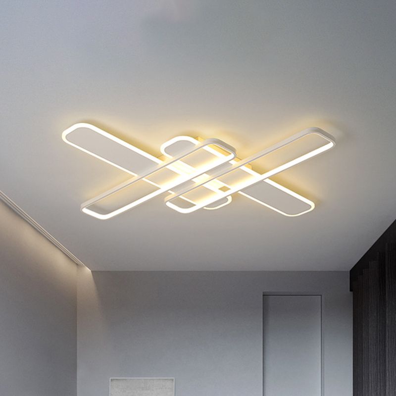 35.5 "/43" W Crossing Rechteck Flushmount Minimal Acryl Wohnzimmer LED Flush Light-Leuchte in Weiß/Schwarz/Gold