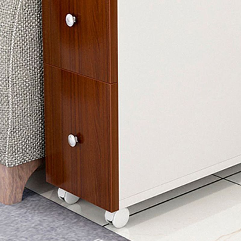 Wood 23.6-inch W Nordic Side Table 1-shelf 2-Drawer End Table with Casters