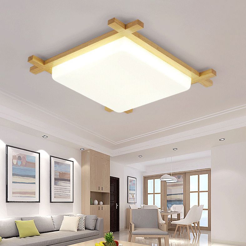 Square Flush Light Fixtures Simplicity Wood Ceiling Light Fixtures for Bedroom