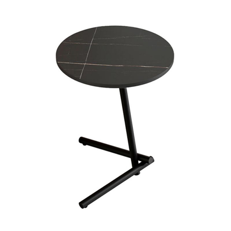 Contemporary Slate and Metal Single Coffee Table Frame Round Glam Coffee Table
