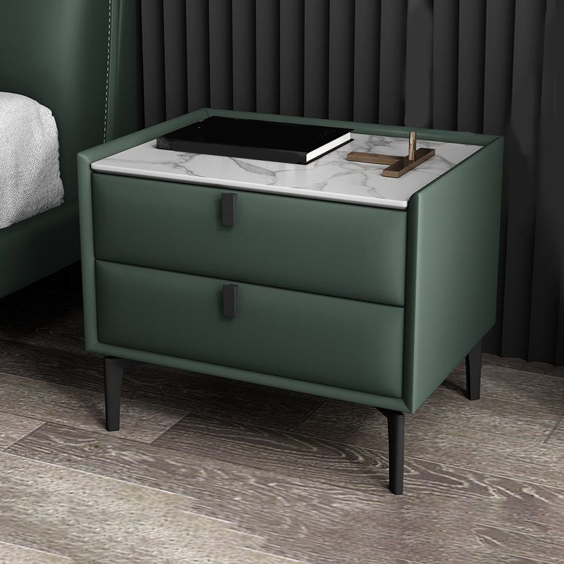 Contemporary Solid Wood Nightstand 18.5" Tall 2 - Drawer Nightstand