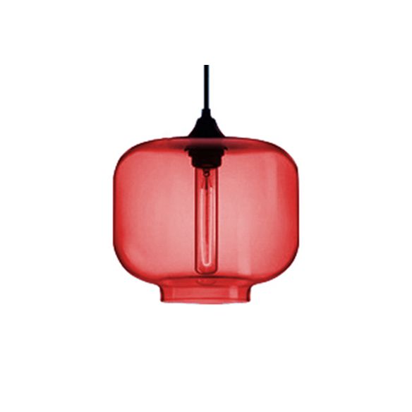 Cylindre pending lampe contemporain 1 clair rouge / brun / bleu plafonnier plafond
