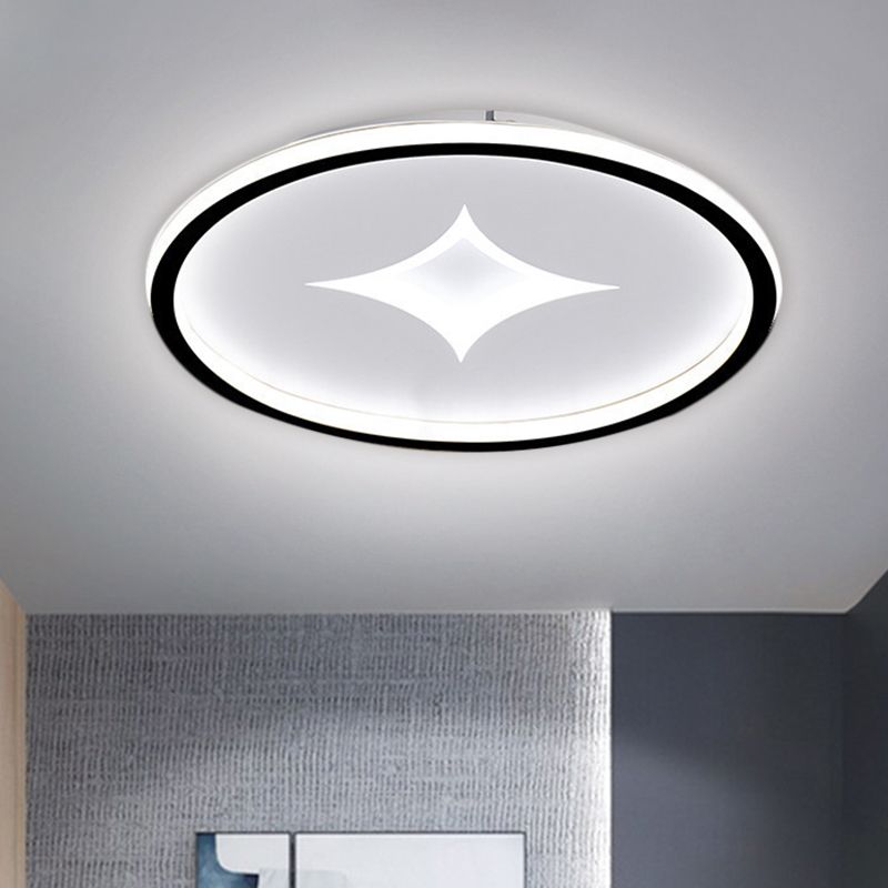 16"/19.5" W Ultra Slim Bedroom Flush Mount Metal LED Contemporary Ceiling Light Fixture in Black/Gold, Warm/White Light