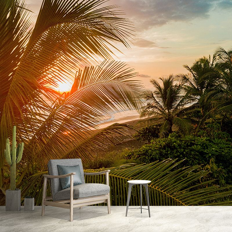 Environment Friendly Resistant Mural Wallpaper Tropic Sleeping Room Wall Mural