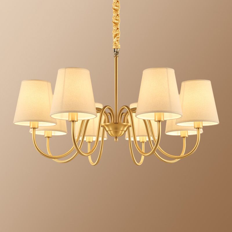 Metal Conical Hanging Pendant Light Traditional Dinning Room Pendant Chandelier in Gold