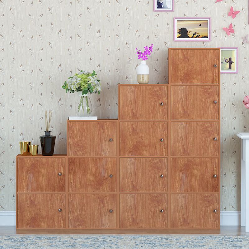 Manufactured Wood Standard Bookcase Contemporary Vertical Shelf with Cabinets