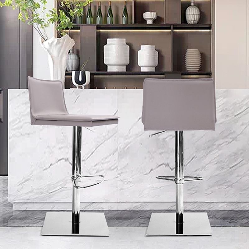 Adjustable Counter Height Stools Metal and Faux Leather Bar Stool