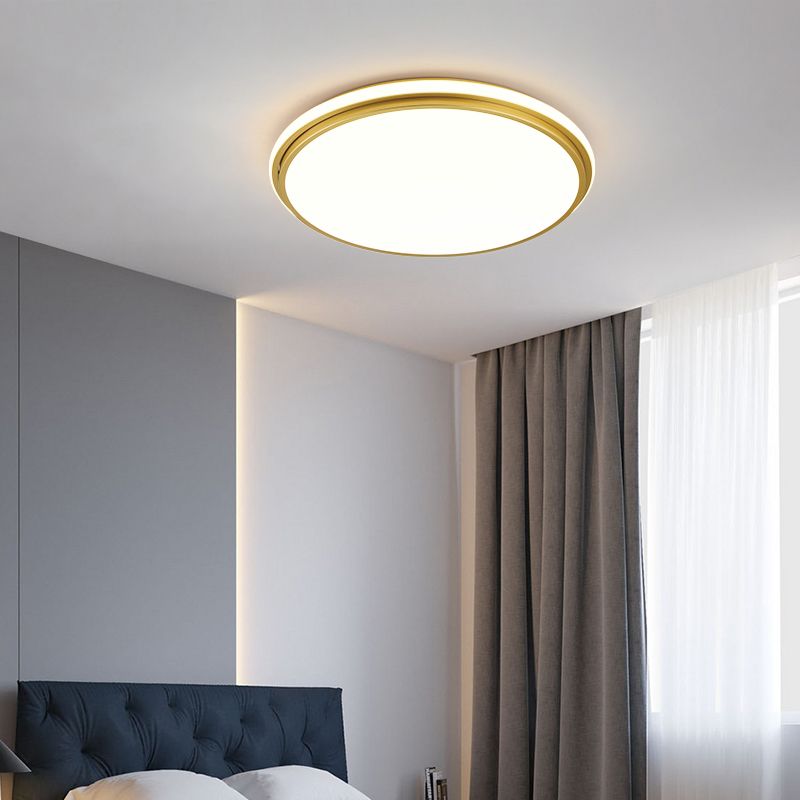 Minimalism Ceiling Light Fixture Gold LED Flush Mount for Bedroom