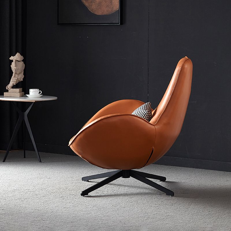 33.46" Wide Tight Back Chair Leather Black 4-Star Base Arm Chair