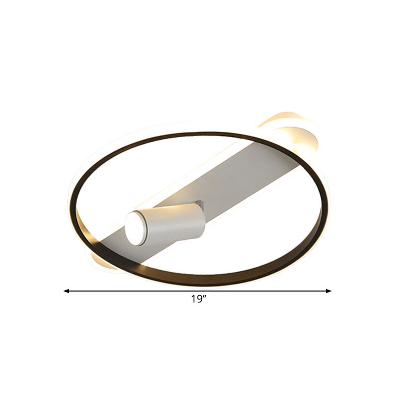 Black Hoop e Oblong Flush Mount Modernst LED Metallic Lamp con Spotlight Design, Warm / White Light