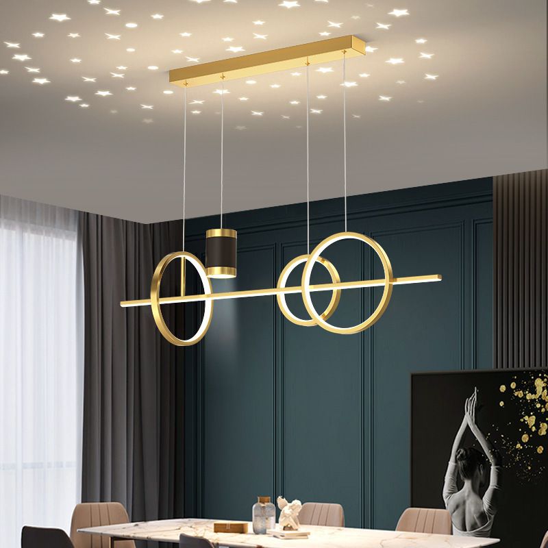 Modern Style Geometric Hanging Pendant Lights Metal 5 Light Pendant Light Fixtures