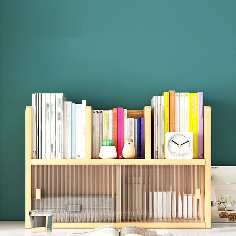 Closed Back Bookshelf Contemporary Solid Wood Bookcase with Doors