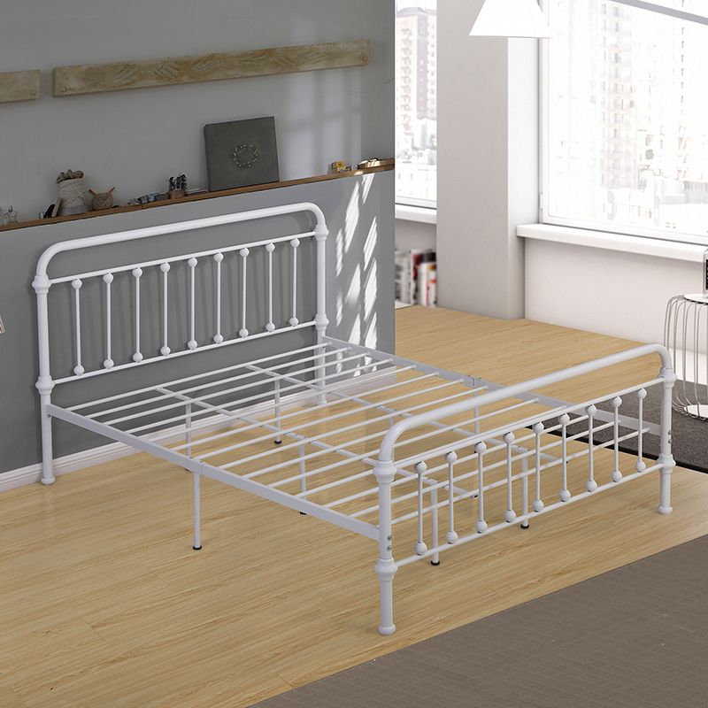 Contemporary Standard Bed Iron Frame with Rectangular Spindle Headboard