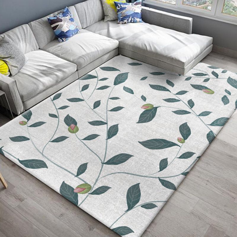 Modern Trendy Indoor Rug Comfort Plant Printed Area Carpet Rectangle Anti-Slip Backing Rug for Home Decoration