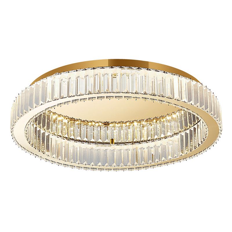 Circle Flush Mount Ceiling Light Fixtures Modern Crystal Ceiling Mount Chandelier for Living Room