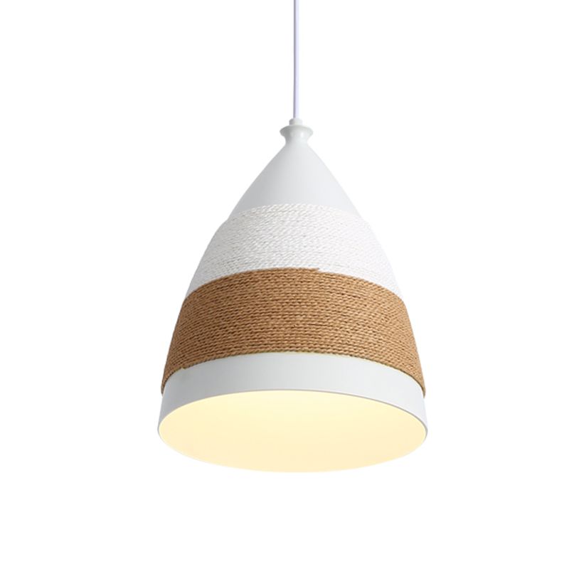 Domed Pendant Lamp Contemporary Metal 1 Head 9"/14" Wide White Ceiling Hanging Light