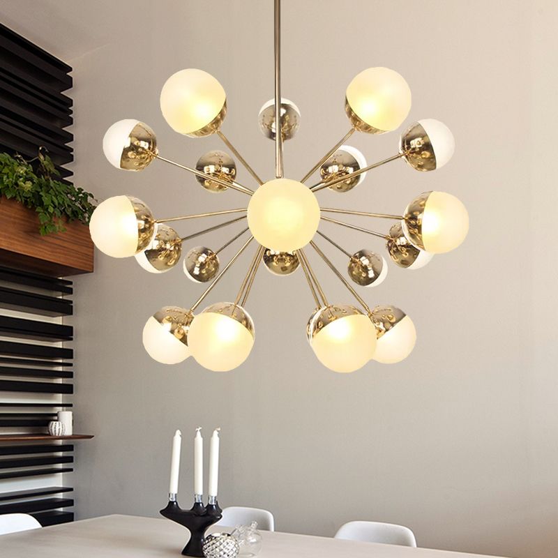 Semi-encastré Globe pour salle à manger, verre blanc/transparent/gris fumée, 9/12/15 lumières, luminaire semi-encastré contemporain en cuivre/chrome/or