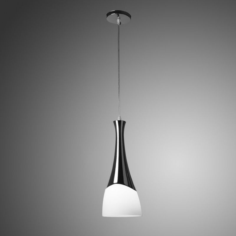 Lampada sospesa a forma di imbuto in argento Multi ciondoli in vetro bianco in stile moderno