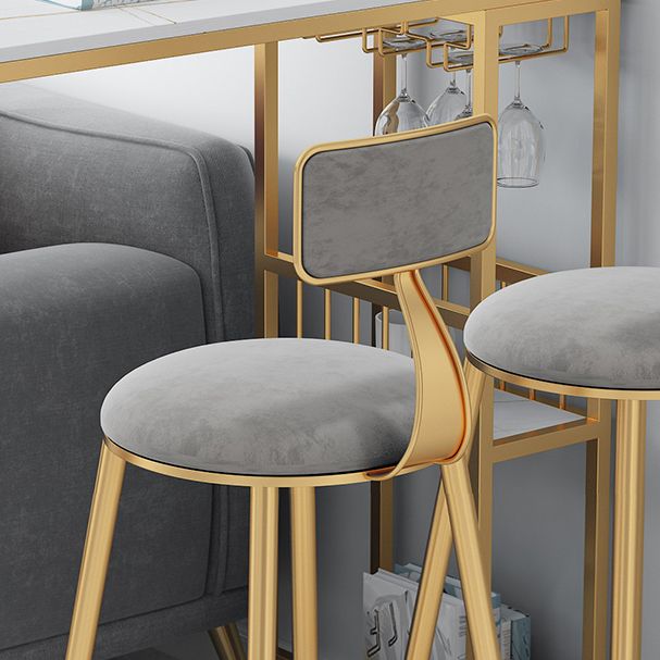 Modern Bar Dining Table with Shelves Iron Base Bar Height Cocktail Table