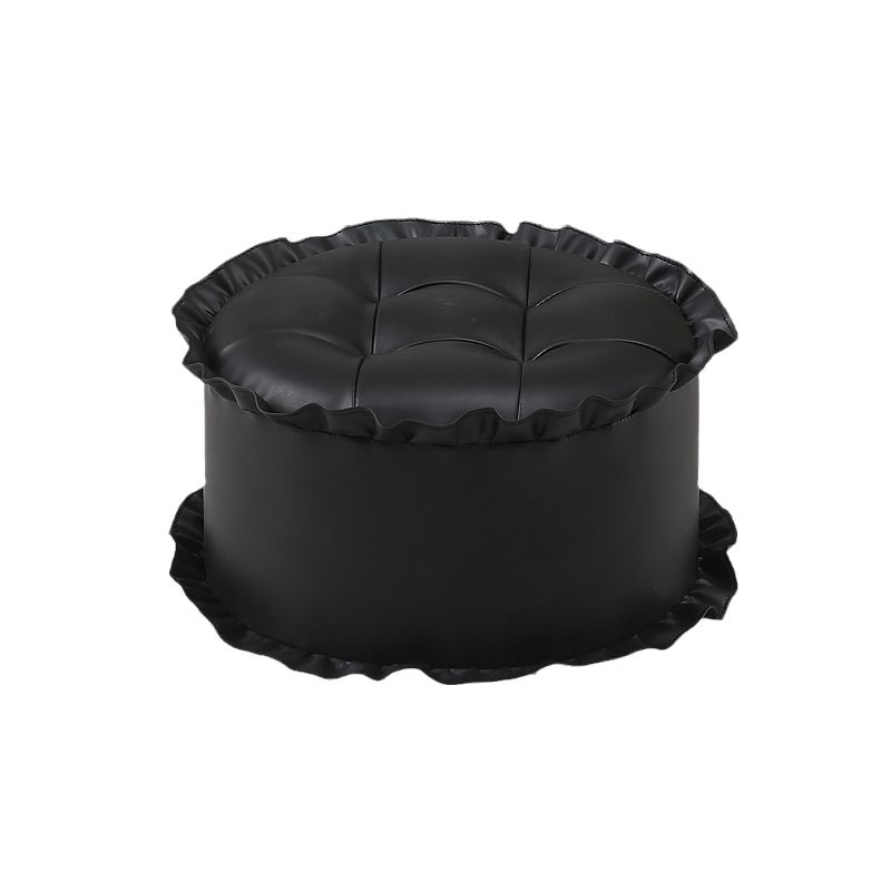 Modern Brown Water Resistant Pouf Lace Round Pouf for Living Room