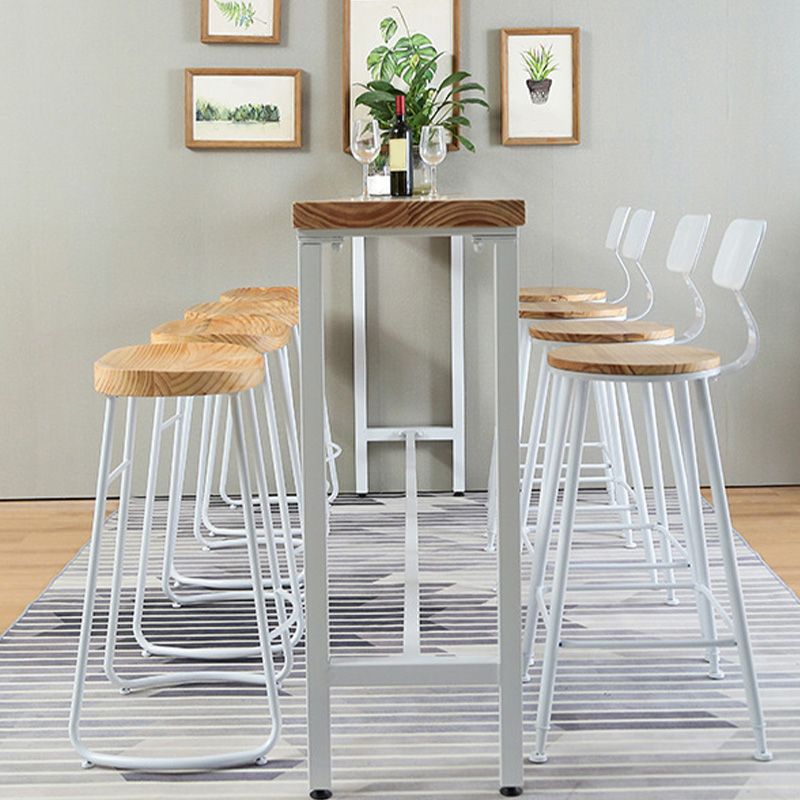 Modern Style Rectangle Bar Table Solid Wood Trestle Base Bar Dining Table