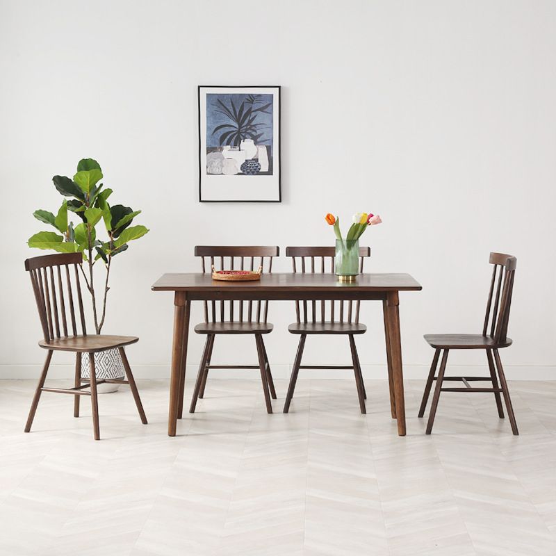 Rectangle White Oak Solid Wood Table Foldable Dining Table with 4 Legs for Restaurant