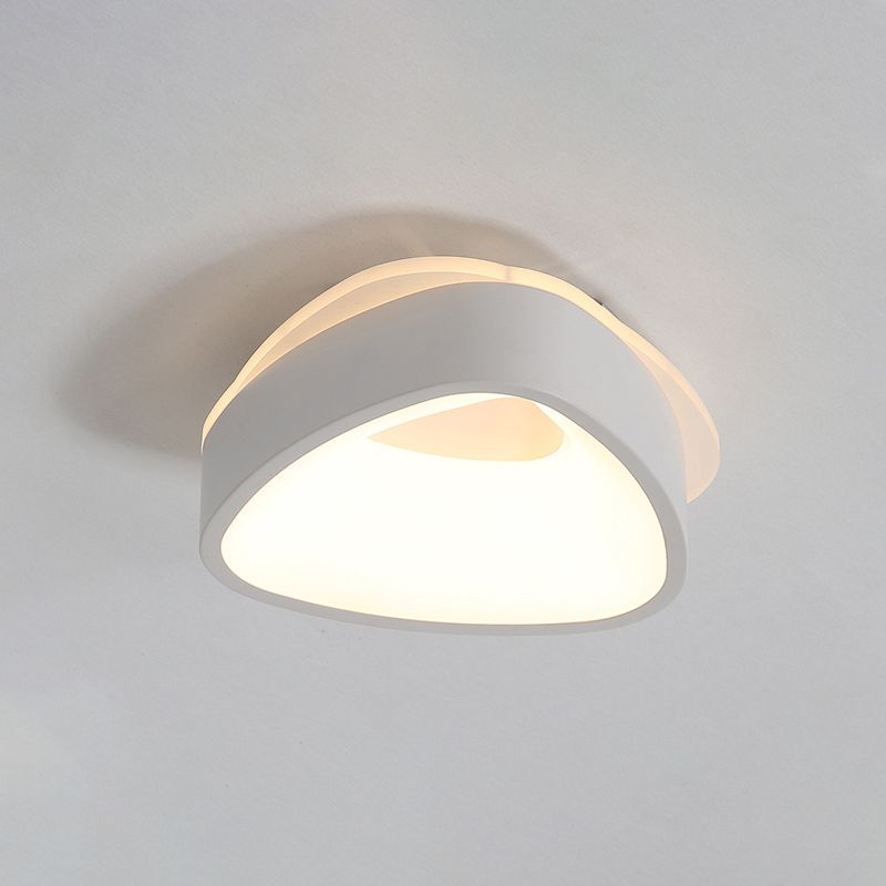 Nordic Hollowed Triangle/Round/Square Flush Lamp Metallic LED Foyer Ceiling Mounted Light in Grey/White