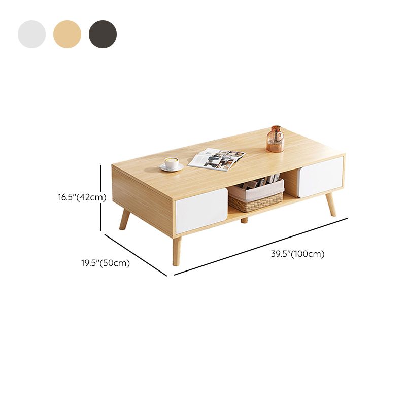 Wood Coffee Table Modern Single Coffee Table with with Storage Drawers