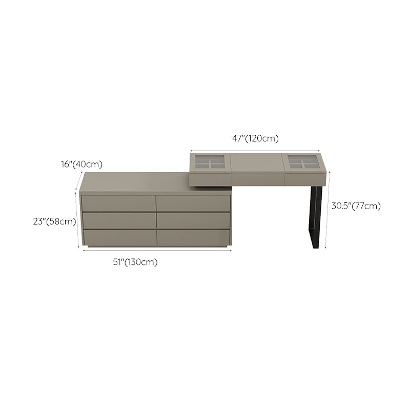 Modern Gray Flip-top Vanity Table and Stool with Storage - 30.3" High