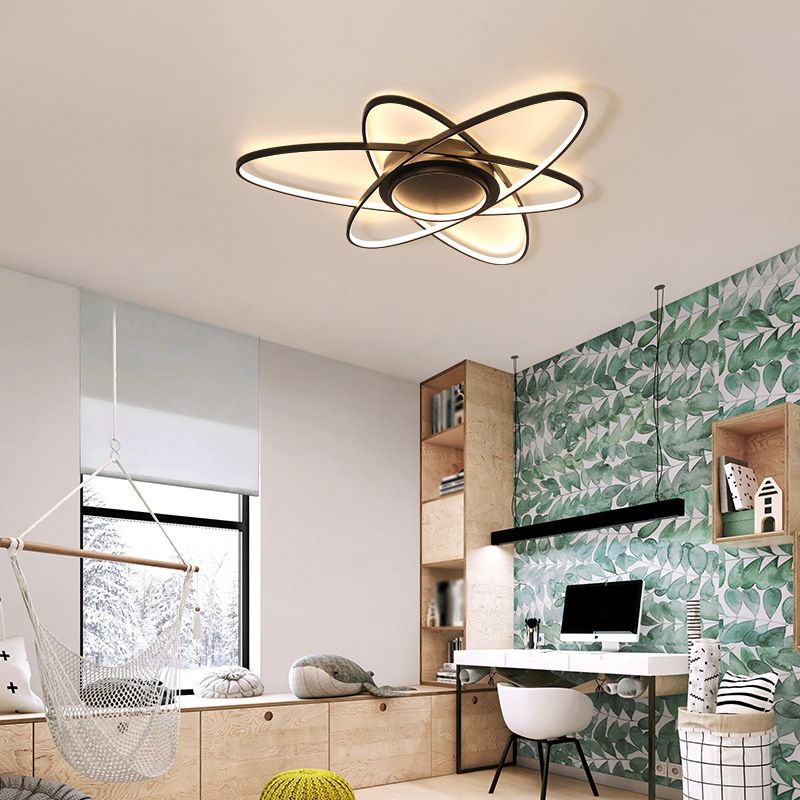 Contemporary Linear Flush Light Metal 4 Light Flush Mount Ceiling Fixture