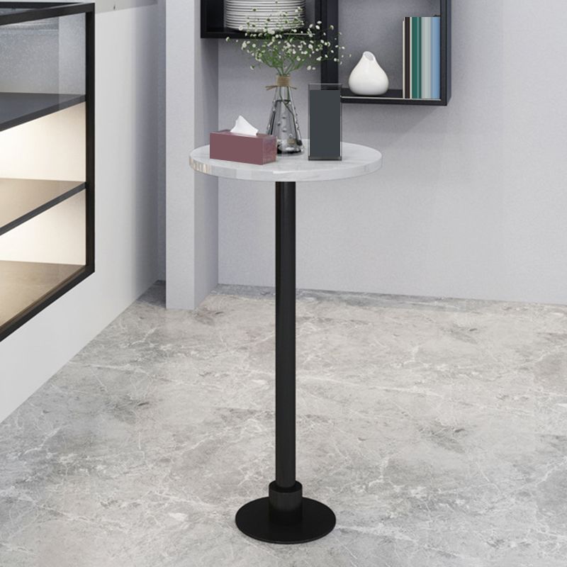 Glam Metal Base Bar Table White Stone Top Fixed Pub Table for Patio