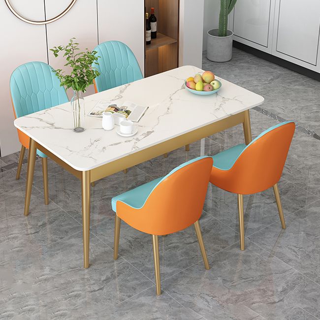 Modern Dinning Table White Top Stone Rectangle Dining Table for Kitchen