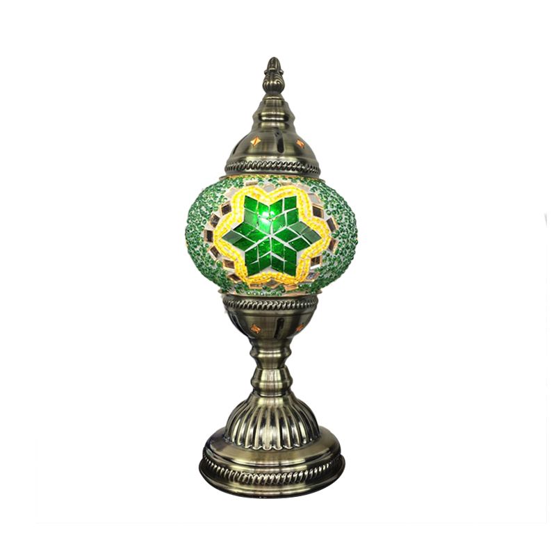 Kugelförmige Tischlampe Traditionelle blau/grün/fluoreszierende gelbe Glas 1 Glühbirnen Wohnzimmer -Aufgabenbeleuchtung