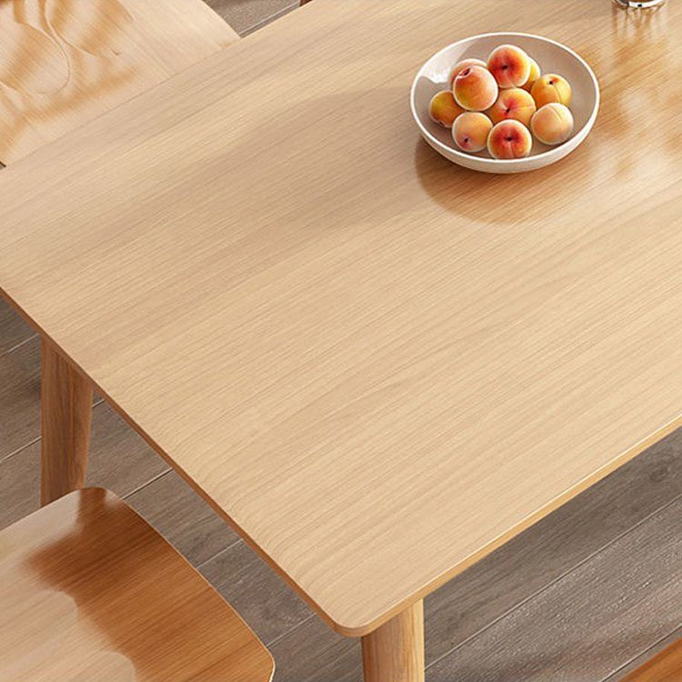 Simple Style Dining Table Rubberwood Solid Wood with 4 Legs Base Table in Wood Color